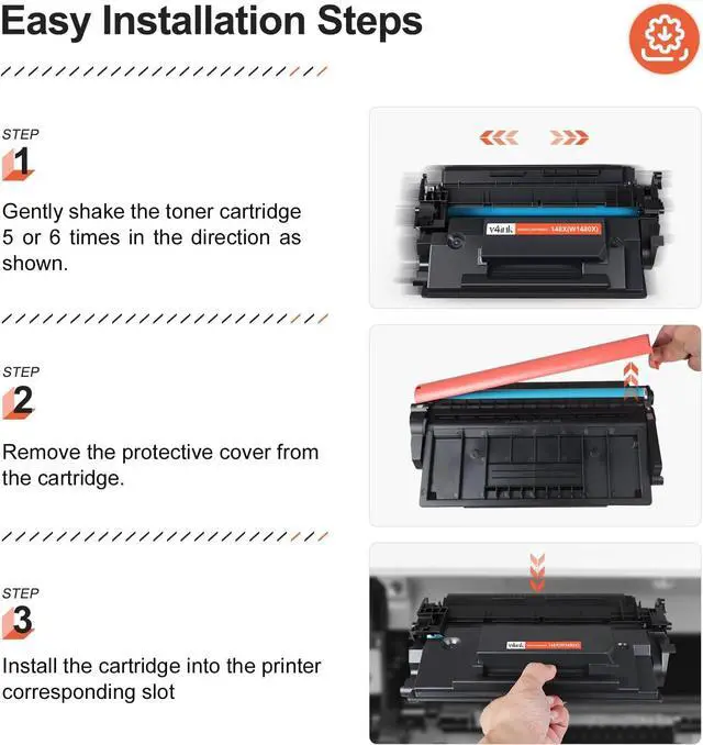 Alt view image 4 of 5 - v4ink 148X W1480X High Yield (with Chip) Compatible Toner Cartridge Replacement for HP 148A 148X W1480A W1480X for HP Pro 4001 4001n 4001dw 4001dn MFP 4101 4101fdw 4101fdn Printer Ink (2-Pack Black)