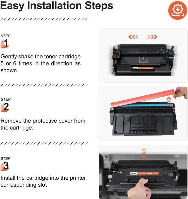 Alt view image 4 of 5 - v4ink 148A W1480A (with Chip) Compatible Toner Cartridge Replacement for HP 148A 148X W1480A W1480X for HP Pro 4001 4001n 4001dw 4001dn MFP 4101 4101fdw Printer Ink (2-Pack Black)