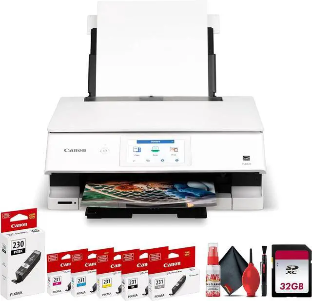 Main image of Canon PIXMA TS8820 Wireless All-in-One Inkjet Printer | Print Copy Scan | High-Resolution Photo Color Output for Home Office Creative Projects Everyday Documents + 32GB Card + More (8 Items)