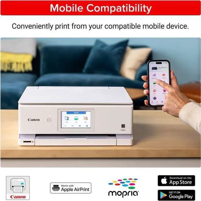 Alt view image 3 of 7 - Canon PIXMA TS8820 Wireless All-in-One Inkjet Printer | Print Copy Scan | High-Resolution Photo Color Output for Home Office Creative Projects Everyday Documents + 32GB Card + More (8 Items)