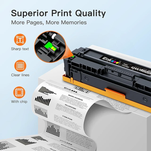 Alt view image 4 of 6 - (Newest Chip) 414A Toner Cartridges (W2022A) 4 Pack Compatible Replacement for HP 414A 414X M479fdn M454dn W2020A for HP Color LaserJet Pro MFP M479fdw M454dw Printer High Capacity (BK/C/M/Y)