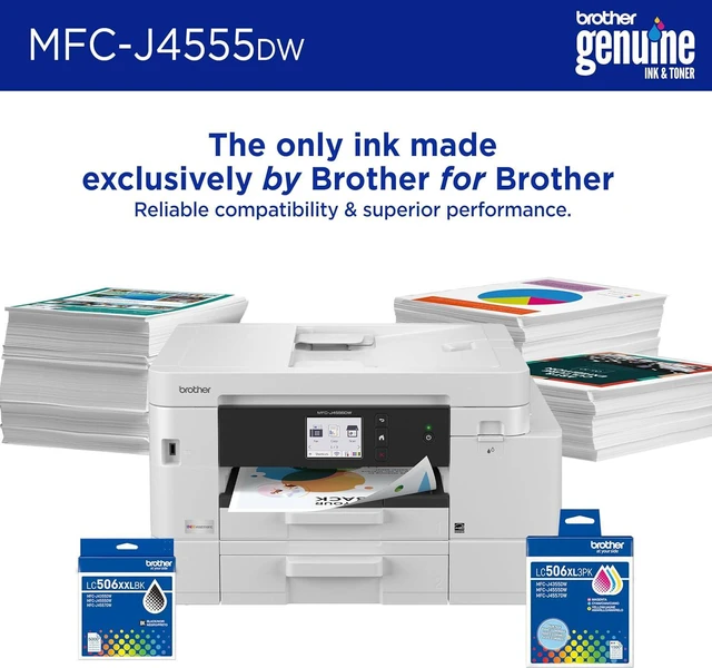 Alt view image 4 of 7 - Brother INKvestment 4555 Wireless Color Inkjet All-in-One Printer with 2.7 Color Touchscreen and 2 Paper Trays | Includes Refresh Subscription Trial(1) (MFC-J4555DW)