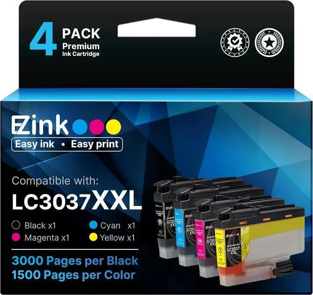 Main image of E-Z Ink LC3037XXL Replacement for Brother LC3037 XXL LC3039 Ink Cartridges Super High Yield to Use with Brother MFC-J5845DW MFC-J5845DW XL MFC-J5945DW MFC-J6545DW MFC-J6545DW XL MFC-J6945DW (4 Pack)