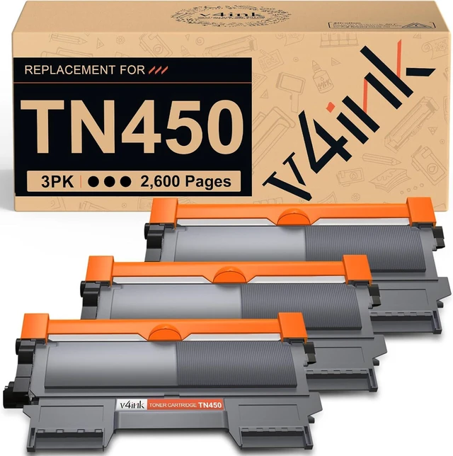 Main image of v4ink Compatible Toner Cartridge Replacement for Brother TN450 TN420 Black Toner Cartridge High Yield Use for HL-2240d HL-2270dw HL-2280dw MFC-7360n MFC-7860dw IntelliFax 2840 2940 Printer 3 Pack