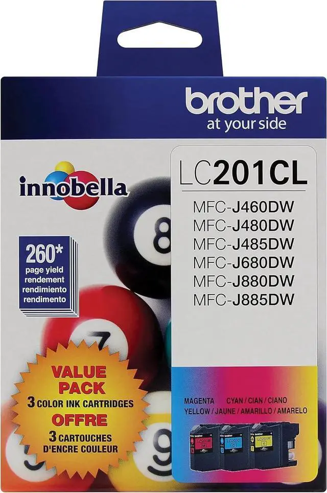 Alt view image 3 of 7 - Brother Genuine Standard Yield Color Ink Cartridges, LC2013PKS, Replacement Color Ink Three Pack, Includes 1 Cartridge Each of Cyan, Magenta & Yellow, Page Yield Up to 260 Pages/Cartridge