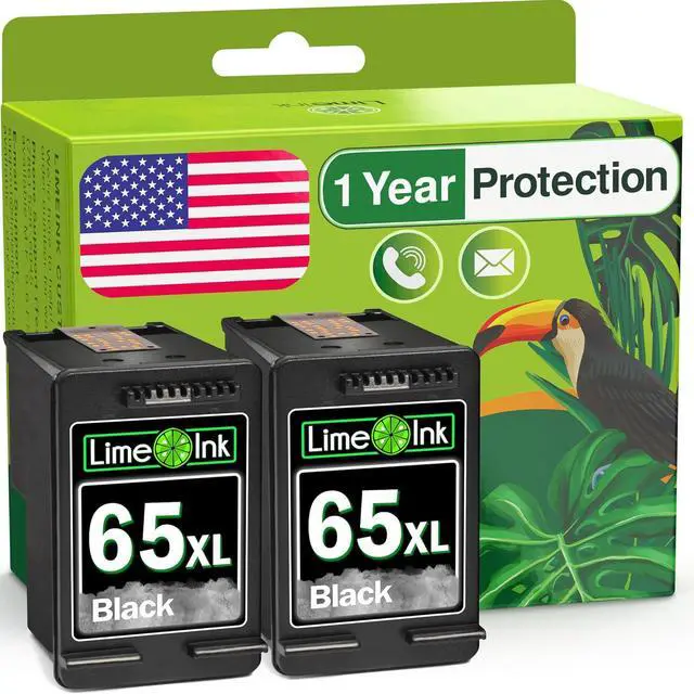 Main image of Limeink 2 Remanufactured Ink Cartridge Replacement for 65XL 65 XL High Yield for HP DeskJet 2600 2622 2652 2655 3700 3720 3722 3752 3755 Envy 5000 5052 5055 Printer AMP 100 Combo Pack (2 Black)