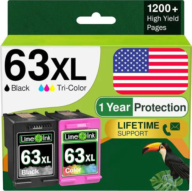 Main image of Limeink Remanufactured Ink Cartridge Replacement for HP Ink 63 XL Ink Cartridges for HP 63XL Combo Pack Printers Officejet 3830 Envy 4520 4650 5255 5200 5258 4655 Deskjet 1112 Inkjet (Black and Color)