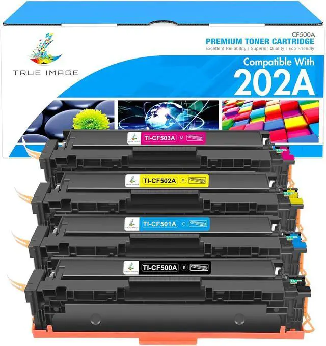 Main image of TRUE IMAGE Compatible Toner Cartridge Replacement for HP 202A CF500A 202X M281fdw Color LaserJet Pro MFP M281fdw M281cdw M254dw M281fdn M254 M281 202 Toner Printer (Black Cyan Yellow Magenta, 4-Pack)
