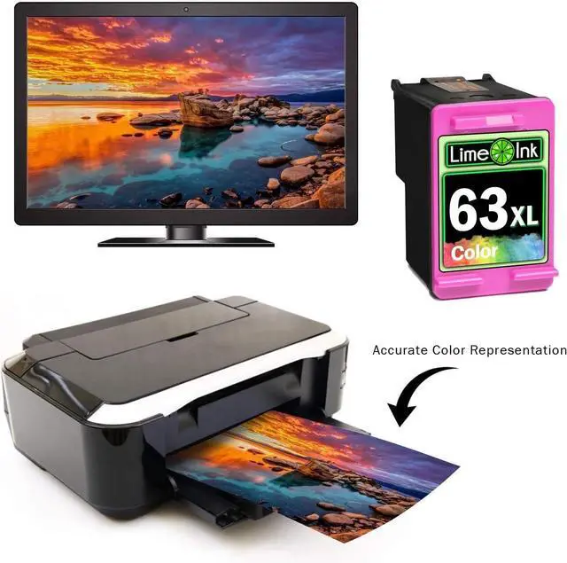 Alt view image 4 of 7 - Limeink 1 Remanufactured Ink Cartridge Replacement for HP Ink 63 for HP 63xl Color Ink cartridges for HP 63 Ink cartridges for HP Printers 63 for HP officejet 3830 Printer Ink cartridges - 1 Color