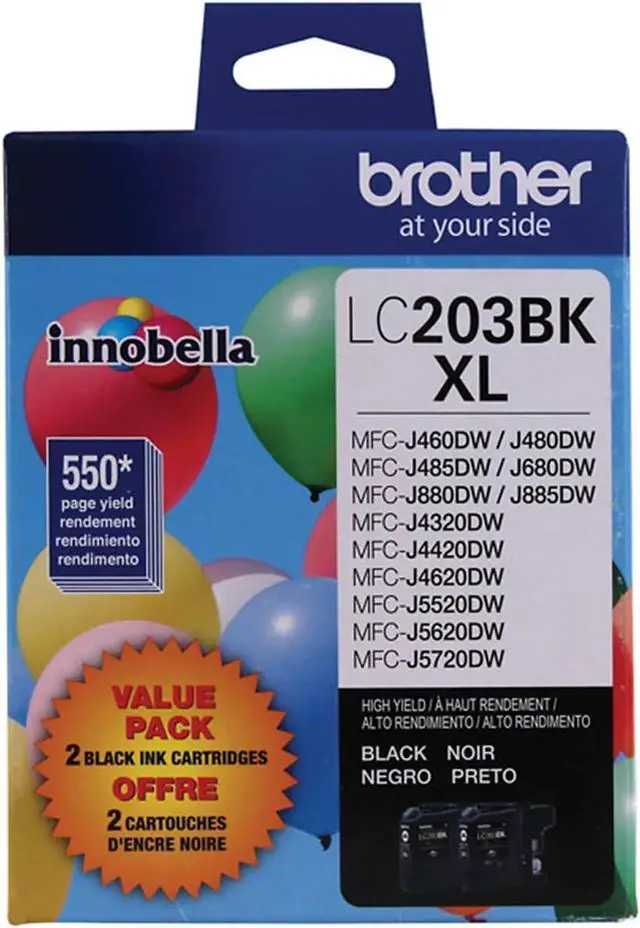 Alt view image 2 of 7 - Brother Genuine High Yield Black Ink Cartridges, LC2032PKS, Replacement Black Ink Two Pack