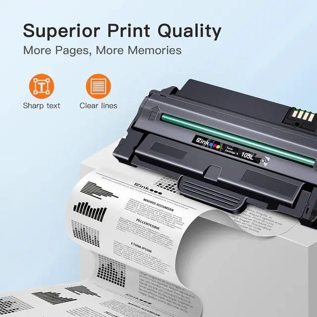 Alt view image 3 of 6 - E-Z Ink (TM) Compatible Toner Cartridge Replacement for Samsung 105L MLT-D105L to Use with SCX-4623F SCX-4623FW ML-2525 ML-2525W ML-2545 SCX-4623 ML-2540 SCX-4600 SF-650 Printer (Black, 2 Pack)