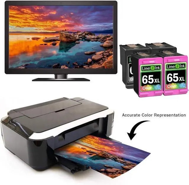 Alt view image 4 of 7 - Limeink 4 Remanufactured Ink Cartridge Replacement for 65XL 65 XL High Yield for HP DeskJet 2600 2622 2652 2655 3700 3720 3722 3752 3755 Envy 5000 5052 5055 Printer AMP 100 Black and Color Combo Pack