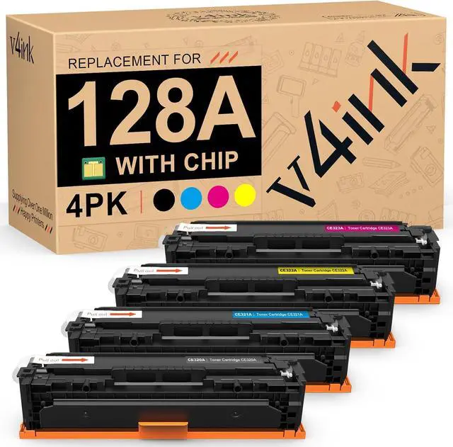 Main image of v4ink Remanufactured Toner Cartridge Replacement for HP 128A CE320A CE321A CE322A CE323A Canon 116 Toner KCMY for use with HP Color CP1525n CP1525nw CM1415fn CM1415fnw Canon MF8080cw Printer