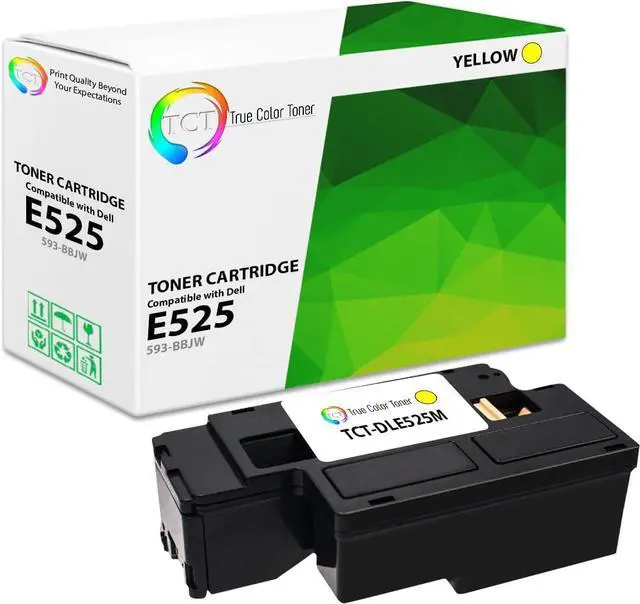 Main image of TCT E525 Yellow Toner Cartridge - Compatible Replacement for Dell 593-BBJW Yellow High Yield Works with Dell 525 E525 E525W 525w Color Laser Printers (1,400 Pages)