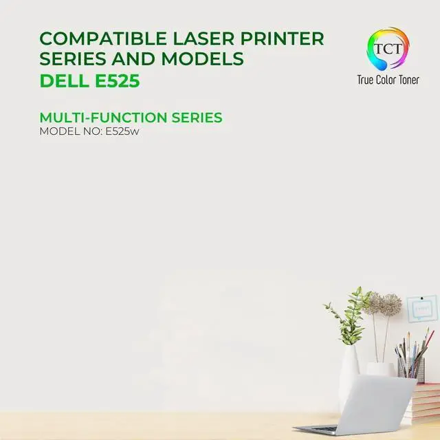 Alt view image 2 of 6 - TCT E525 Yellow Toner Cartridge - Compatible Replacement for Dell 593-BBJW Yellow High Yield Works with Dell 525 E525 E525W 525w Color Laser Printers (1,400 Pages)