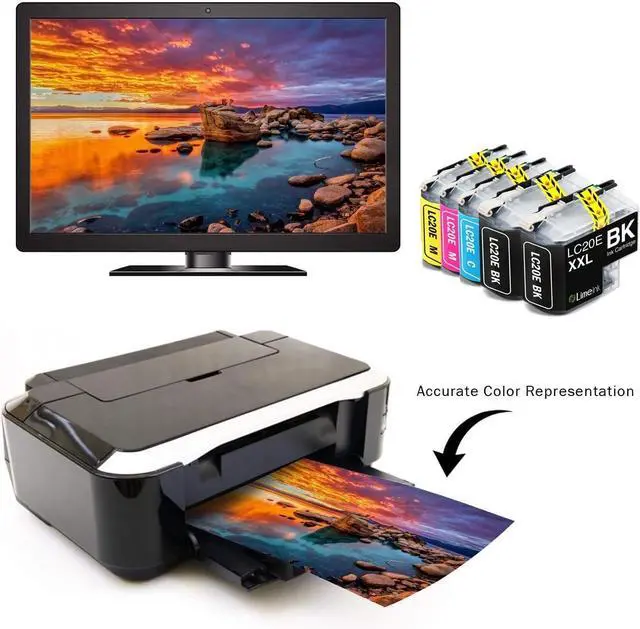Alt view image 4 of 5 - Limeink 5 Pack Remanufactured LC20E Super High Yield Ink Cartridges Compatible with MFC-J5920DW MFC-J985DW XL MFC-J775DW Printers LC20EBK LC20EM LC20EC XXL LC20EY -2 Black, 1 Cyan, 1 Magenta, 1 Yellow