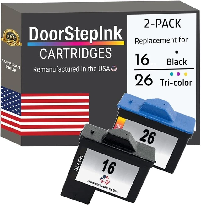 Main image of DoorStepInk Remanufactured in The USA Ink Cartridge Replacements for Lexmark 16/26 10N0016 Black 10N0026 Color Combo Pack for X Series X1100 X1110 X1130 Z Series Z13 Z23 Z23e Z24 Compaq IJ650 IJ652