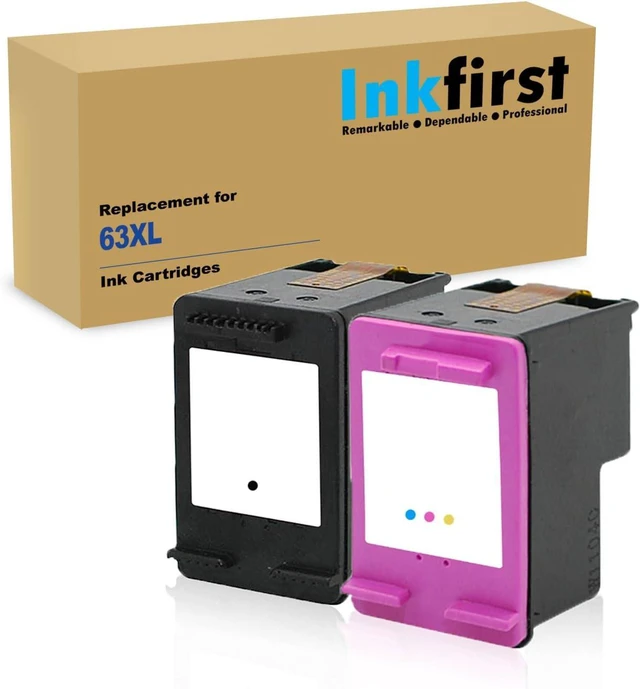 Main image of 1 Set of 2 Inkfirst Remanufactured Ink Cartridges Replacement for HP 63XL Black Tri-color Officejet 3833 3830 5255 4650 4655 4652 Envy 4520 4512 4516 4522 Deskjet 3630 3632 2130 2132 Ink Level Display