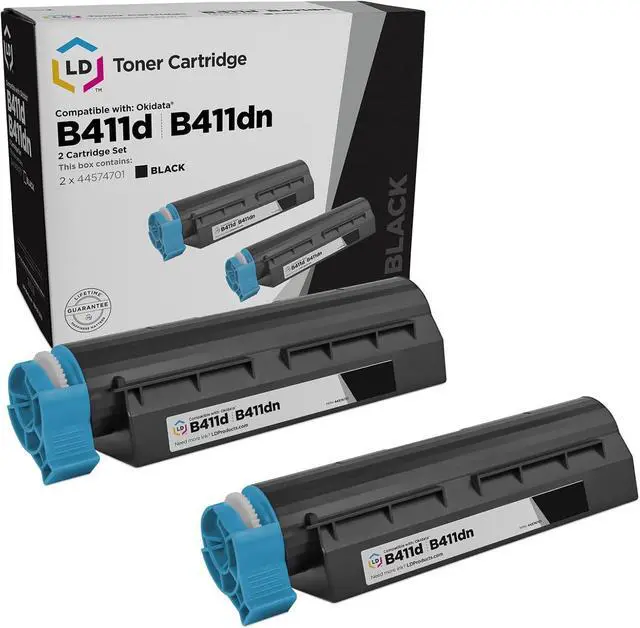 Main image of Copy of Set of 2 Okidata Compatible 44574701 Black Laser Toner Cartridges for The MB461 MFP, MB471, MB471W, B411d, ...