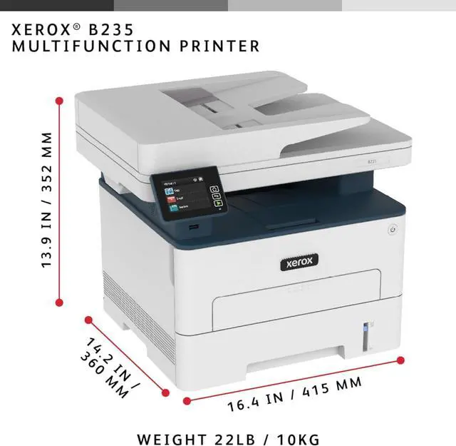 Alt view image 2 of 7 - Xerox B235 Multifunction Printer, White, Compact