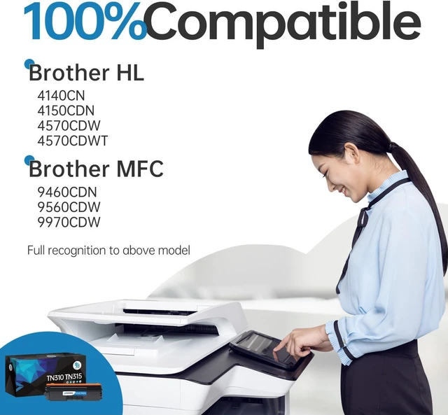 Alt view image 3 of 6 - Gotoners 1 Set of 4 TN310 TN-310 TN315 TN-315 Toner for Brother MFC-9970CDW MFC-9460CDW HL-4570CDWT HL-4150CDN MFC-9560CDN HL-4570CDW, TN315BK TN315C TN315M TN315Y