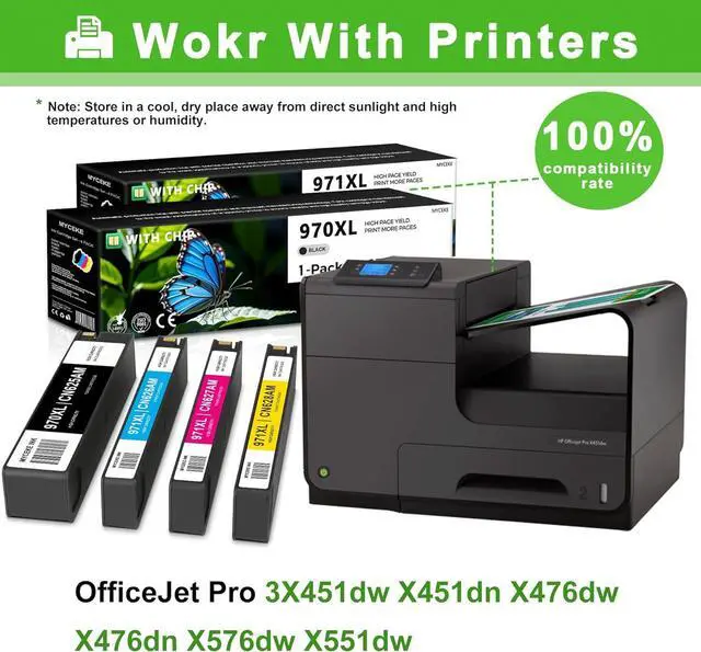 Alt view image 2 of 7 - 970XL 971XL Ink Cartridges Replacement for X451dw X576dw X551dw Printer