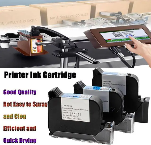 Alt view image 3 of 7 - Printer Ink Cartridge,Rapid Drying Inkjet Printer Cartridge,42ML Black Replacement Ink Cartridge, for 12.7mm/25.4mm Automatic Coding Machine 25.4mmHT02
