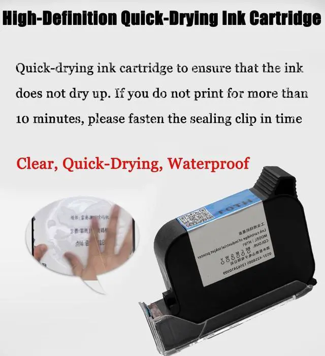 Alt view image 5 of 7 - Printer Ink Cartridge,Rapid Drying Inkjet Printer Cartridge,42ML Black Replacement Ink Cartridge, for 12.7mm/25.4mm Automatic Coding Machine 25.4mmHT02