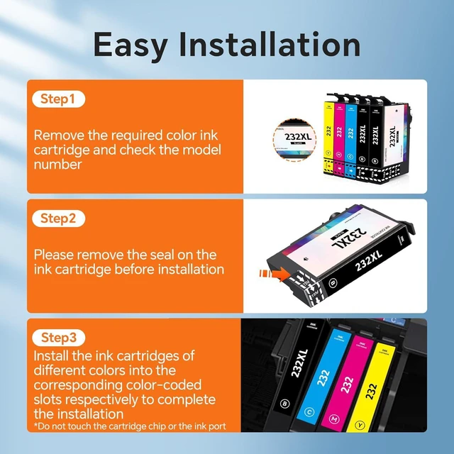 Alt view image 5 of 7 - 232XL Ink Cartridges Combo Pack Remanufactured Replacement for 232 Ink Cartridge 232 XL T232XL for WF-2930, WF-2950, XP-4200, XP-4205 Printer Ink (2 Black, Cyan, Yellow, Magenta 5 Pack)
