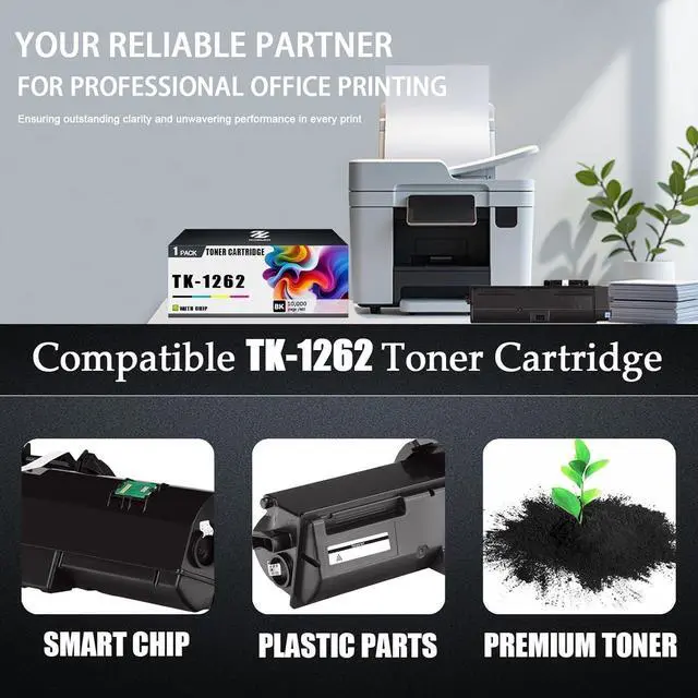 Alt view image 4 of 7 - TK1262 Toner Cartridges Compatible for Kyocera TK-1262 Toner Cartridge Work for Kyocera ECOSYS PA4000x PA4000wx