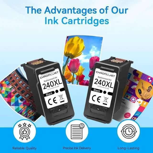 Alt view image 4 of 7 - 240XL Black Ink Cartridges Compatible for Canon 240XL Black Ink Cartridge Printer Ink 240 PG240XL PG-240XL Fit for PIXMA MG3620 MG3600 TS5120 TS5100 MG3220 MG3520 MG2120 MX472 (2 Black)