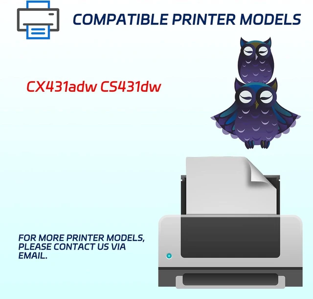 Alt view image 2 of 7 - CS/CX431 Toner Cartridge Compatible for Lexmark CX431adw CS431dw Printers, with Chip, High Yield 8500 Pages (2 Pack Black)