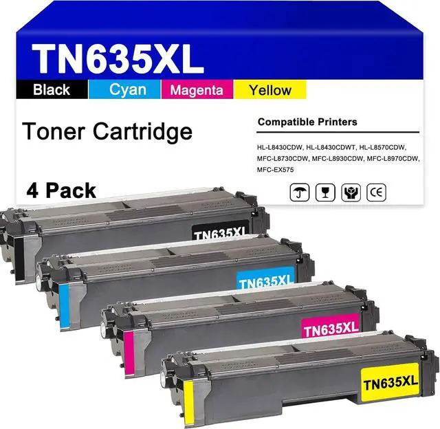 Main image of TN635 TN635XL High Yield Toner Cartridge Replacement for Brother TN635XL Toner Work for HL-L8430CDW, HL-L8430CDWT, HL-L8570CDW,MFC-L8730CDW, MFC-L8930CDW, MFC-L8970CDW and MFC-EX575 Printers4 Pack