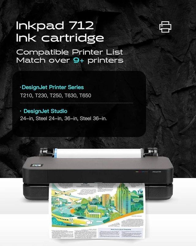Alt view image 4 of 6 - 712 Compatible Ink Cartridges Combo Pack Replacement for HP 712 XL 712XL Compatible with DesignJet T210 T230 T250 T630 T650 Studio Plotter Printers (4 Pack, 80-ml Black + 29-ml Cyan/Magenta/Yellow)