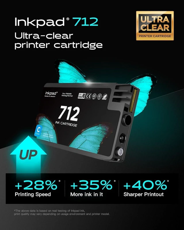 Alt view image 5 of 6 - 712 Compatible Ink Cartridges Combo Pack Replacement for HP 712 XL 712XL Compatible with DesignJet T210 T230 T250 T630 T650 Studio Plotter Printers (4 Pack, 80-ml Black + 29-ml Cyan/Magenta/Yellow)