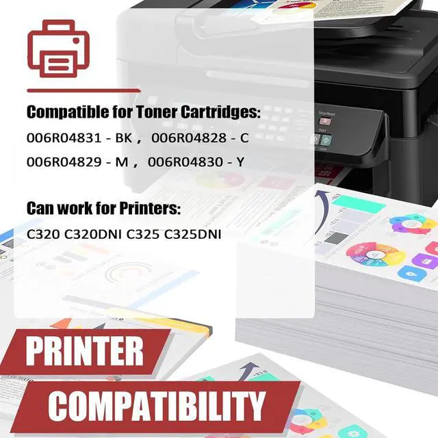 Alt view image 2 of 7 - C320 C325 Toner Cartridges Compatible for Xerox 006R04831 006R04828 006R04829 006R04830 Toner Cartridge Work for Xerox C320 C320DNI C325 C325DNI Printers