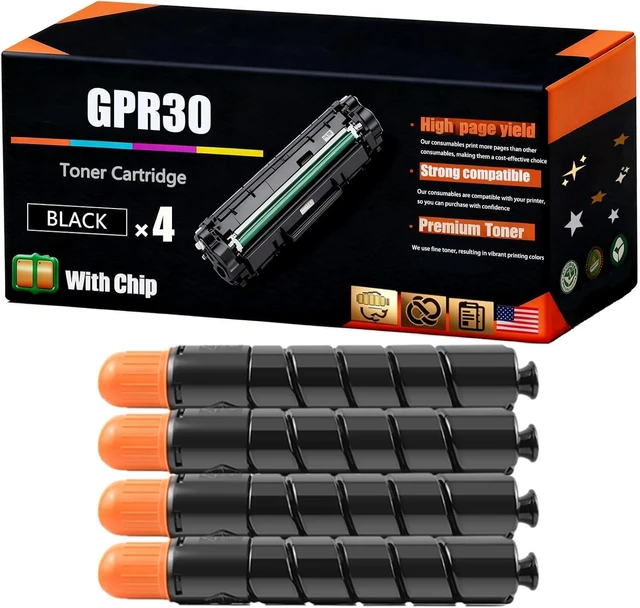 Main image of GPR30 Toner Cartridge Compatible for Canon Image Runner Advance C5045 C5051 C5250 C5255 Printers, Bright Colors, High Yield 30000 Pages, with Chips (4 Pack Black)