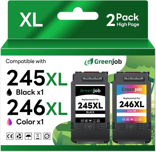 Main image of 245XL 246XL Ink Cartridges Combo Pack Replacement for Canon 245XL 246XL PG-245XL CL-246XL Printer Ink for Canon Pixma TS202 TS3122 TR4520 TR4522 MG2500 MG2522 MX490 MX492 Printer (1 Black, 1 Color)