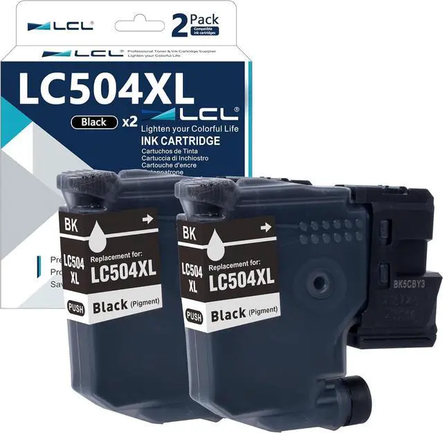 Main image of LCL LC504 LC504XL Black High Yield Pigment Ink Cartridge Replacement for Brother LC504BK LC504XLBK Compatible with INKvestment MFC-J1355DW MFC-J1365DW MFC-J1367DW (2-Pack)