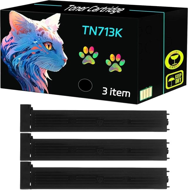 Main image of High Yield TN713K TN713C TN713M N713Y Toner Cartridge Compatible for Konica Minolta bizhub C659 C759 Printers, Clearly Print (3 Pack Black)