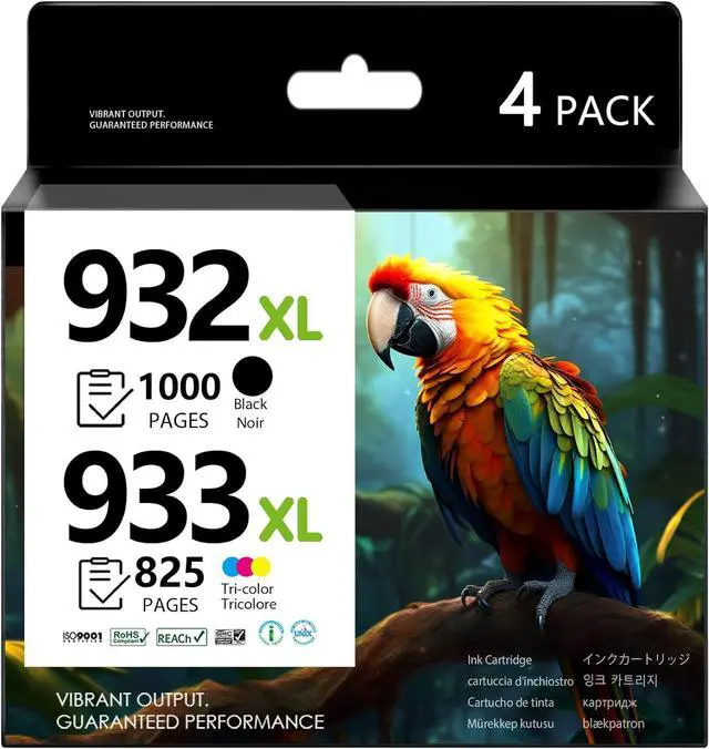 Main image of 932XL 933XL Ink Cartridge Combo Pack Replacement for HP 932 xl 933 xl Ink cartridges to use with Officejet 6600 6100 6700 7110 7510 7610 7612 Printer (1 Black, 1 Cyan, 1 Magenta,1 Yellow) 4 Pack