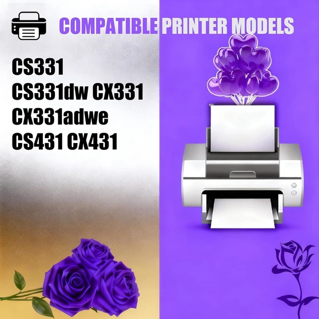 Alt view image 2 of 7 - 20N10K0 20N10C0 20N10M0 20N10Y0 Toner Cartridge Compatible for Lexmark CS331 CS331dw CX331 CX331adwe CS431 CX431 Printers, High Yield 2500 Pages, Vivid Colors and Clear Printing (1 Pack Magenta)