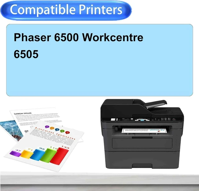 Alt view image 2 of 7 - 6500 6505 Toner Cartridges Replacement for Xerox 106R01597 106R01594 106R01595 106R01596, Work for Xerox Phaser 6500 Workcentre 6505 Printers, 1 Cyan