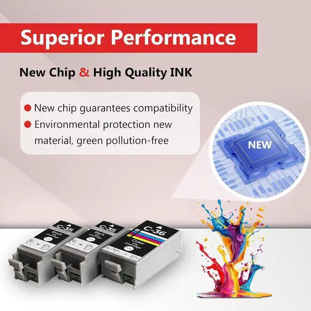 Alt view image 4 of 7 - PGI-35 CLI-36 Ink Cartridges PIXMA TR150 TR160 IP110 IP100 Ink for 35 36 Ink Cartridges Compatible for Canon PIXMA TR150 IP110 TR152 mini260 mini320 ip 110 100 TR 150 Printers (4 Black, 2 Color)