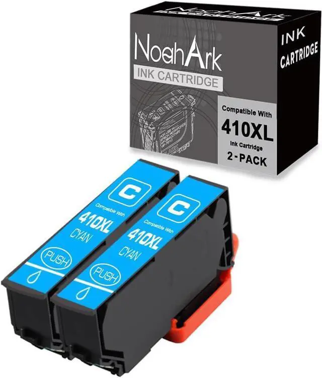 Main image of NoahArk 2 Packs 410XL Remanufactured Ink Cartridges Replacement for T410XL 410 XL High Yeild for Expression XP-7100 XP-530 XP-630 XP-635 XP-640 XP-830 Printer(2 Cyan)