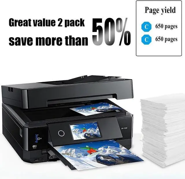 Alt view image 4 of 7 - NoahArk 2 Packs 410XL Remanufactured Ink Cartridges Replacement for T410XL 410 XL High Yeild for Expression XP-7100 XP-530 XP-630 XP-635 XP-640 XP-830 Printer(2 Cyan)