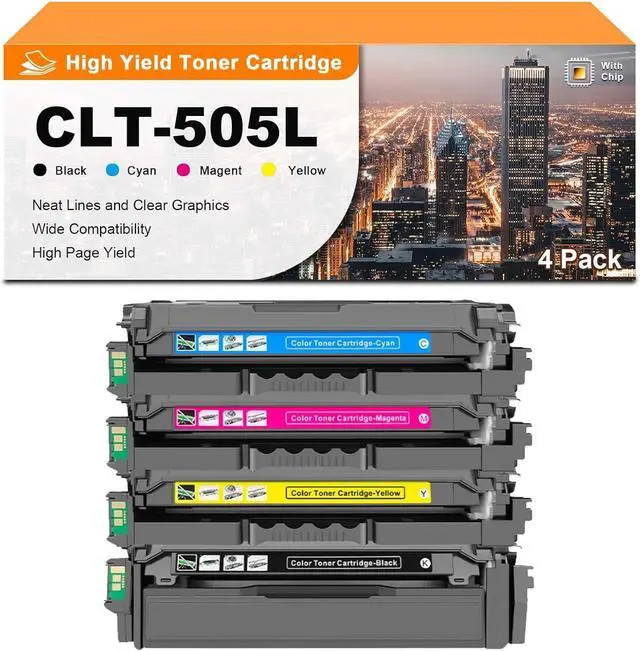 Main image of CLT-505L CLT-K505L CLT-C505L CLT-M505L CLT-Y505L Toner Cartridge High-Yield Compatible for Samsung SL-C2620DW C2670FW Printers 4 Pack - GS
