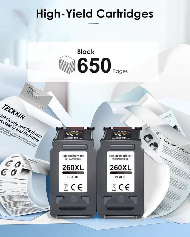 Alt view image 3 of 7 - 260XL 260 Black Remanufactured Ink Cartridge Compatible Replacement for Pixma TS5320 TS6420a TS6420 TR7020a TR7020 All in One Printers (2 Black)