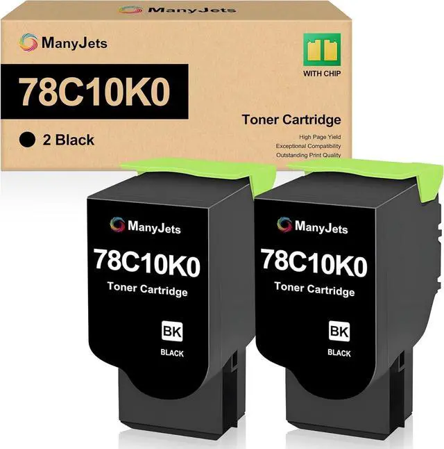 Main image of 78C10K0 Black Toner Cartridges 2Pack Replacement for Lexmark CS421 Toner 78C10K0 Black, for CS521dn CX421adn CX522ade CS622de CX625ade Series Printers, High Yield 2000 Pages