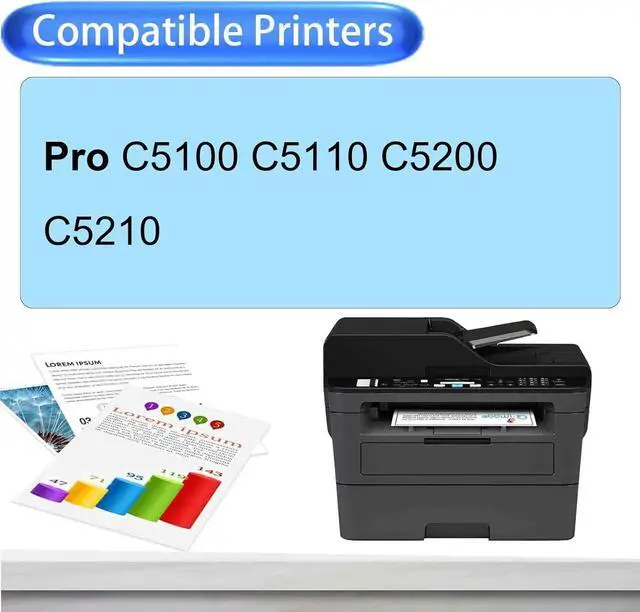 Alt view image 2 of 7 - Pro C5100 Toner Cartridges Compatible for Ricoh 828350 828353 828352 828351, Work for Ricoh Pro C5100 C5110 C5200 C5210 Printers, 1 Magenta